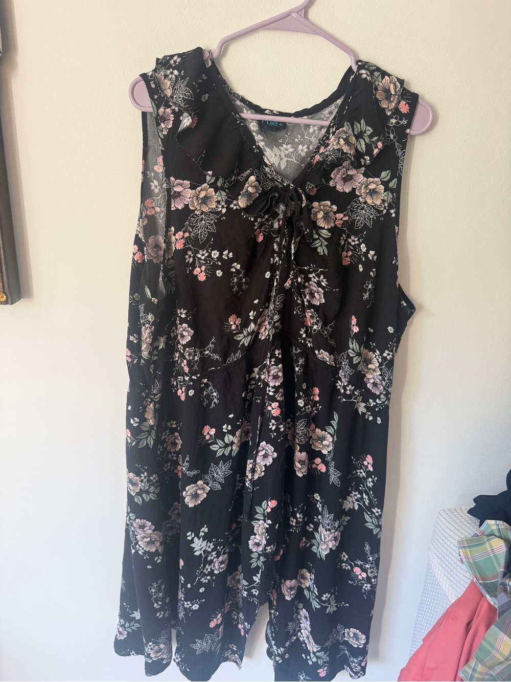 Rue21 Black Floral Sleeveless Tie-Front Midi Dress